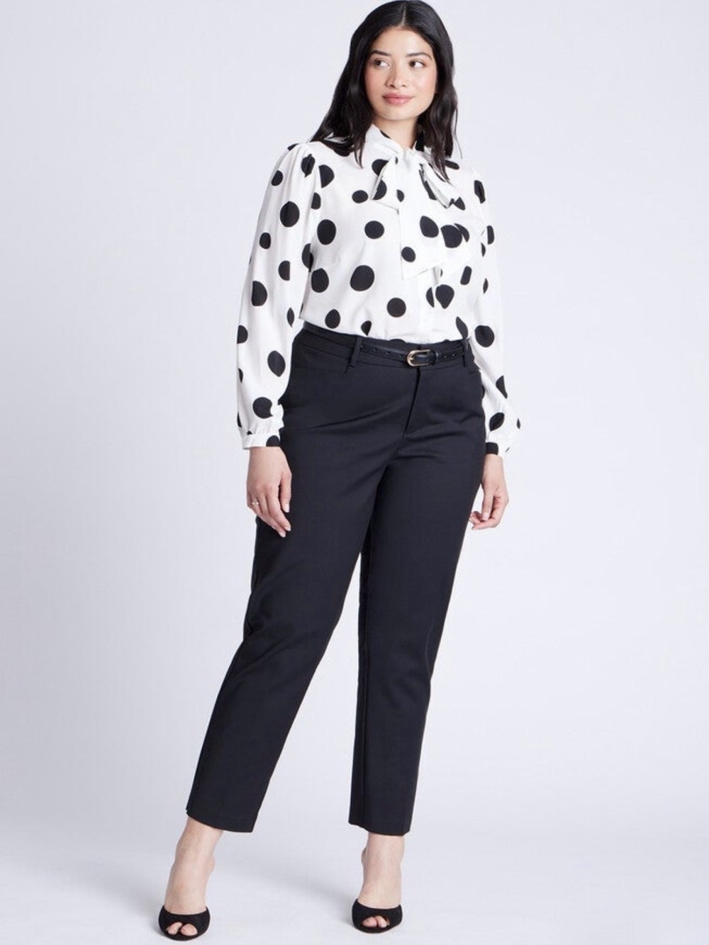 ELOQUII Kady Fit Double-Weave Pants Black Onyx 16S Petite Stretch